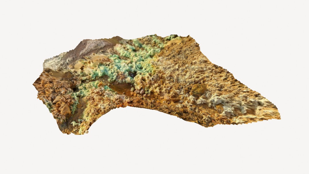 3D model of crystallised iron, calcium and sulphide lumps, detail from the ground in North Mathiatis mine
